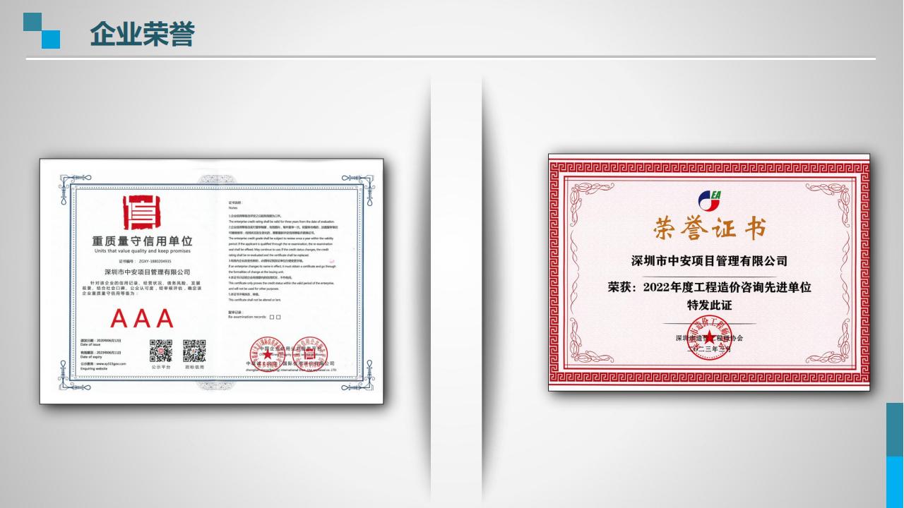 深圳市中安项目管理有限公司公司荣誉证书图片