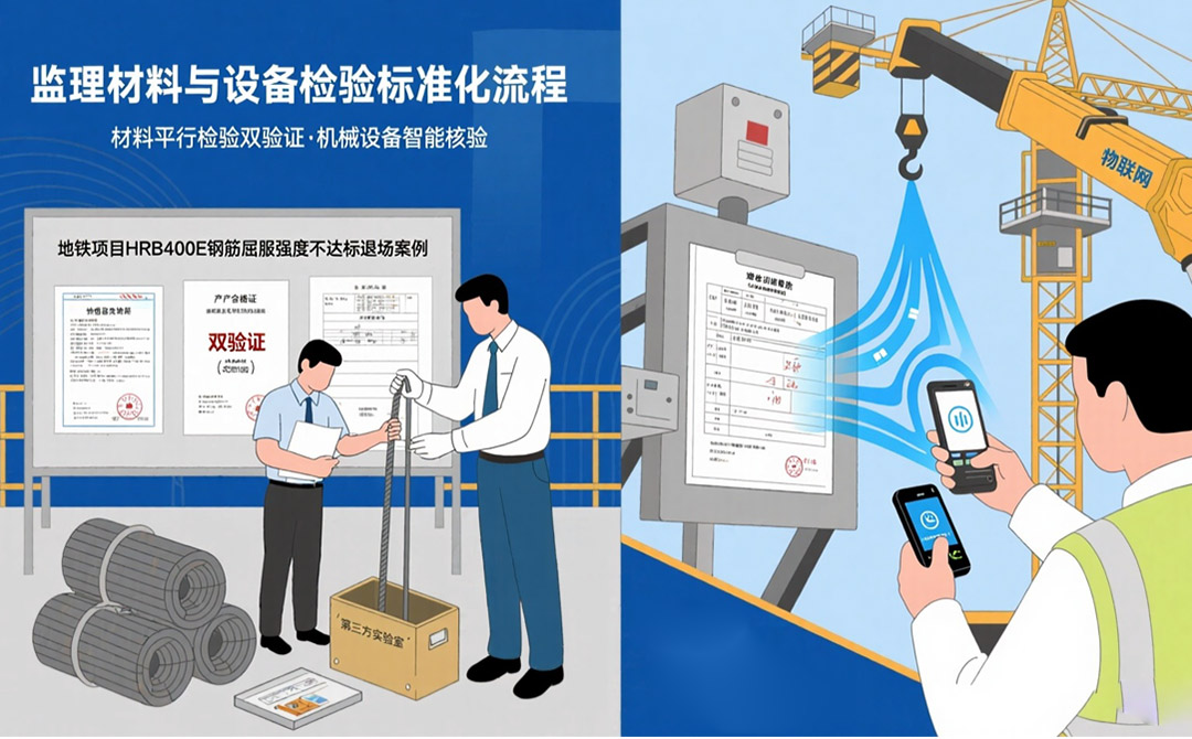 材料平行检验:对当日进场的钢筋、防水材料等关键材料